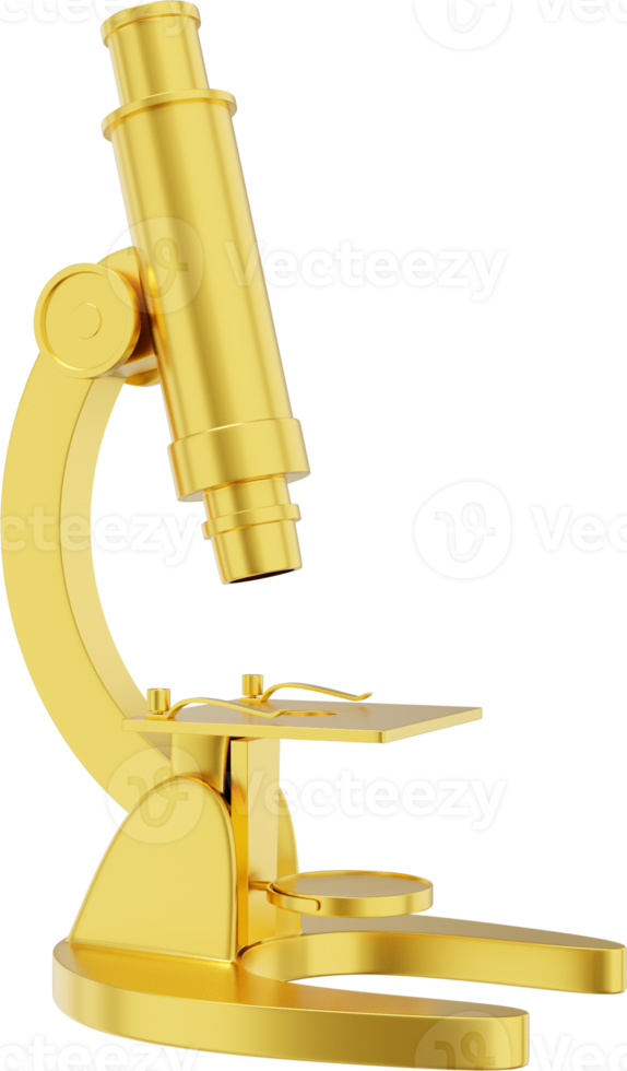 realistisch goud microscoop. 3d weergave. PNG icoon Aan transparant achtergrond