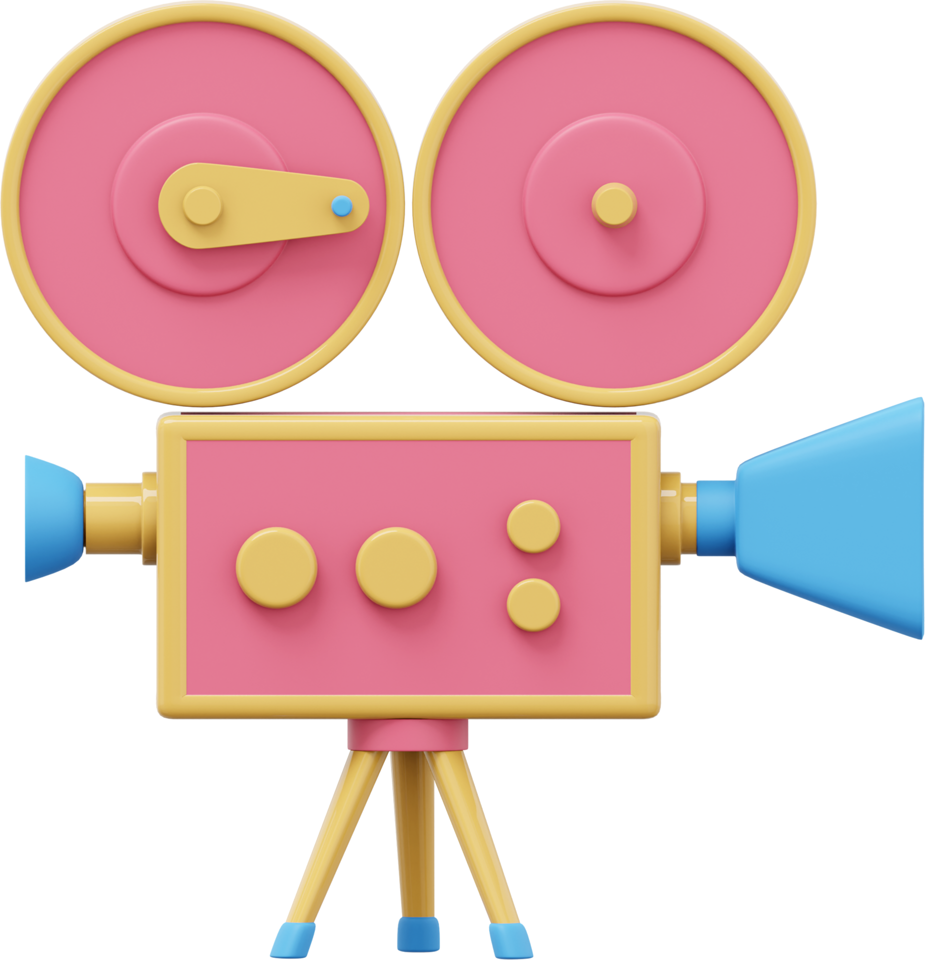 Free Vintage red cartoon style movie camera. Funny retro video camera. 3D  rendering. PNG icon on transparent background 13821915 PNG with Transparent  Background