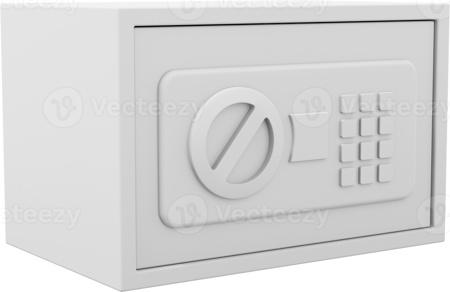 Modern safe with code lock. White close storage. PNG icon on transparent background. 3D rendering.