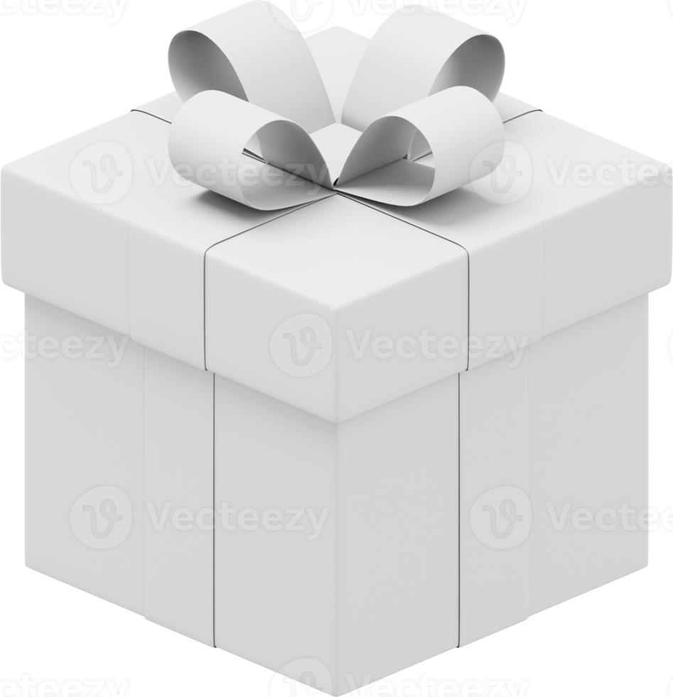 caja de regalo blanca realista con cinta. representación 3d icono png sobre fondo transparente.