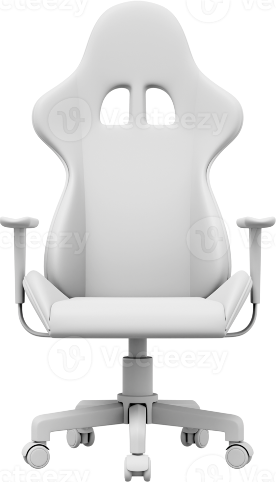 White gaming armchair. 3d rendering. PNG icon on transparent background.