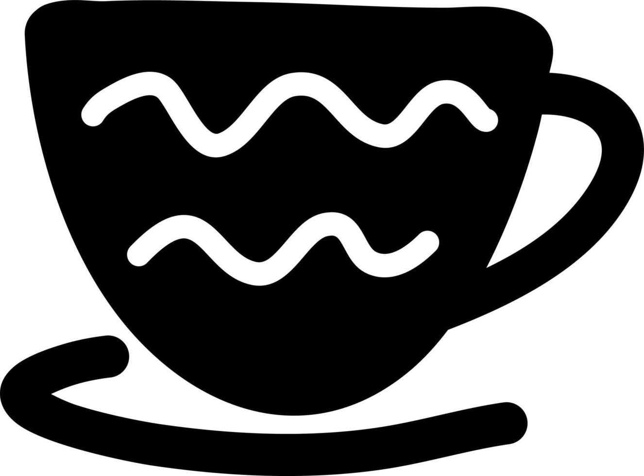 Black cup with wavy white ines, icon illustration, vector on white background