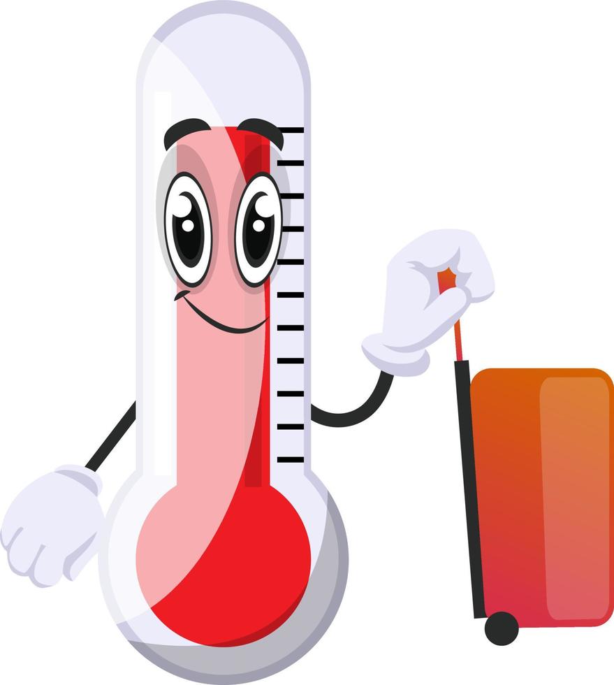 Thermometer with bag, illustration, vector on white background.