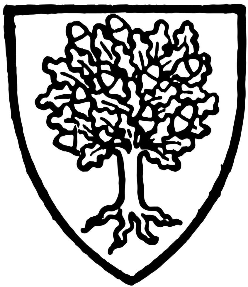 Cheyndut is a 13th century knight bore an oak tree, vintage engraving. vector