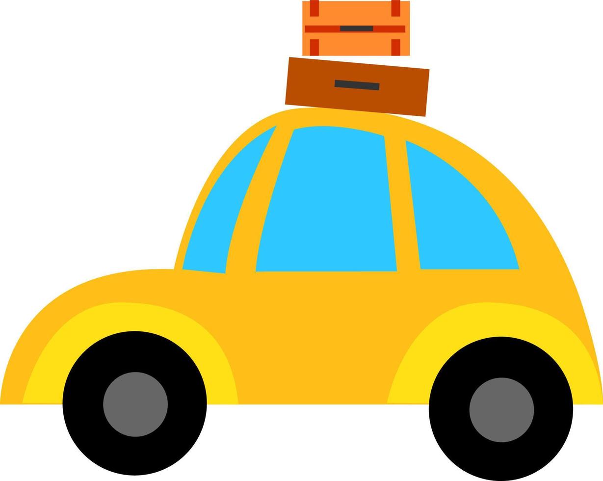 Small yellow car, illustration, vector on white background.