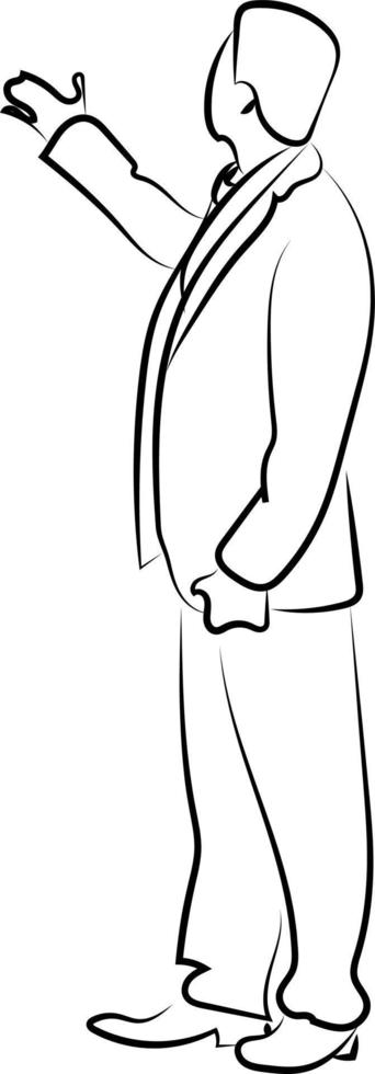 Man showing with hand, illustration, vector on white background.