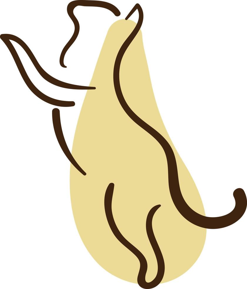 Yellow cat jumping to the left, illustration, vector on a white background.