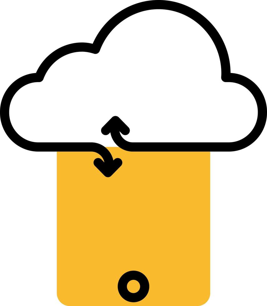 Mobile cloud sync, illustration, vector on a white background.
