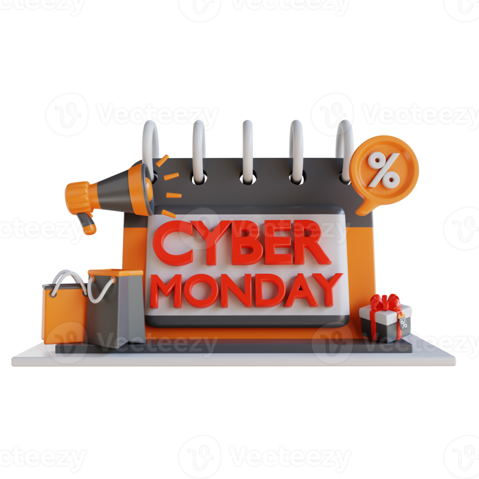 3D Illustration cyber Monday calendar 13822245 PNG