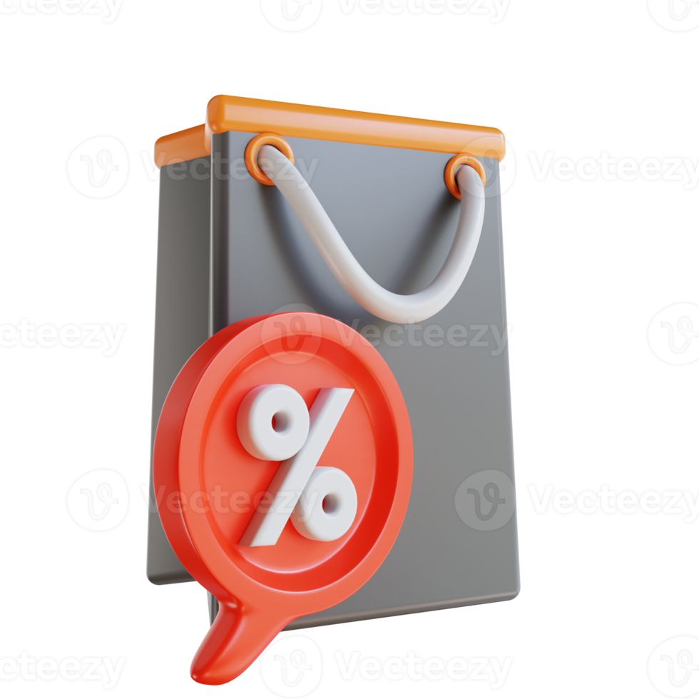 3D Illustration paper bag and discount png