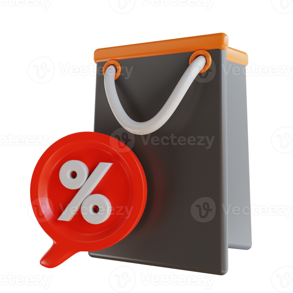 3D Illustration paper bag and discount png