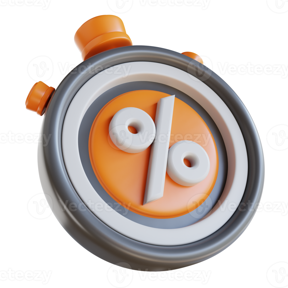 3D Illustration stopwatch and discount time png