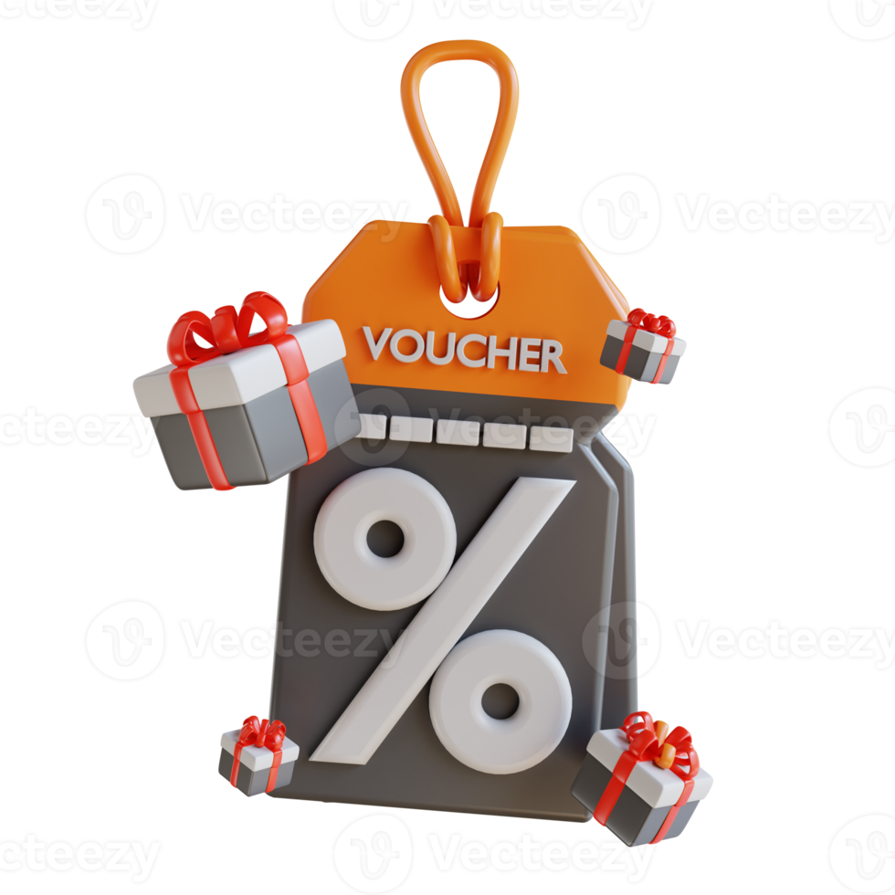 3D Illustration gift box and discount voucher png