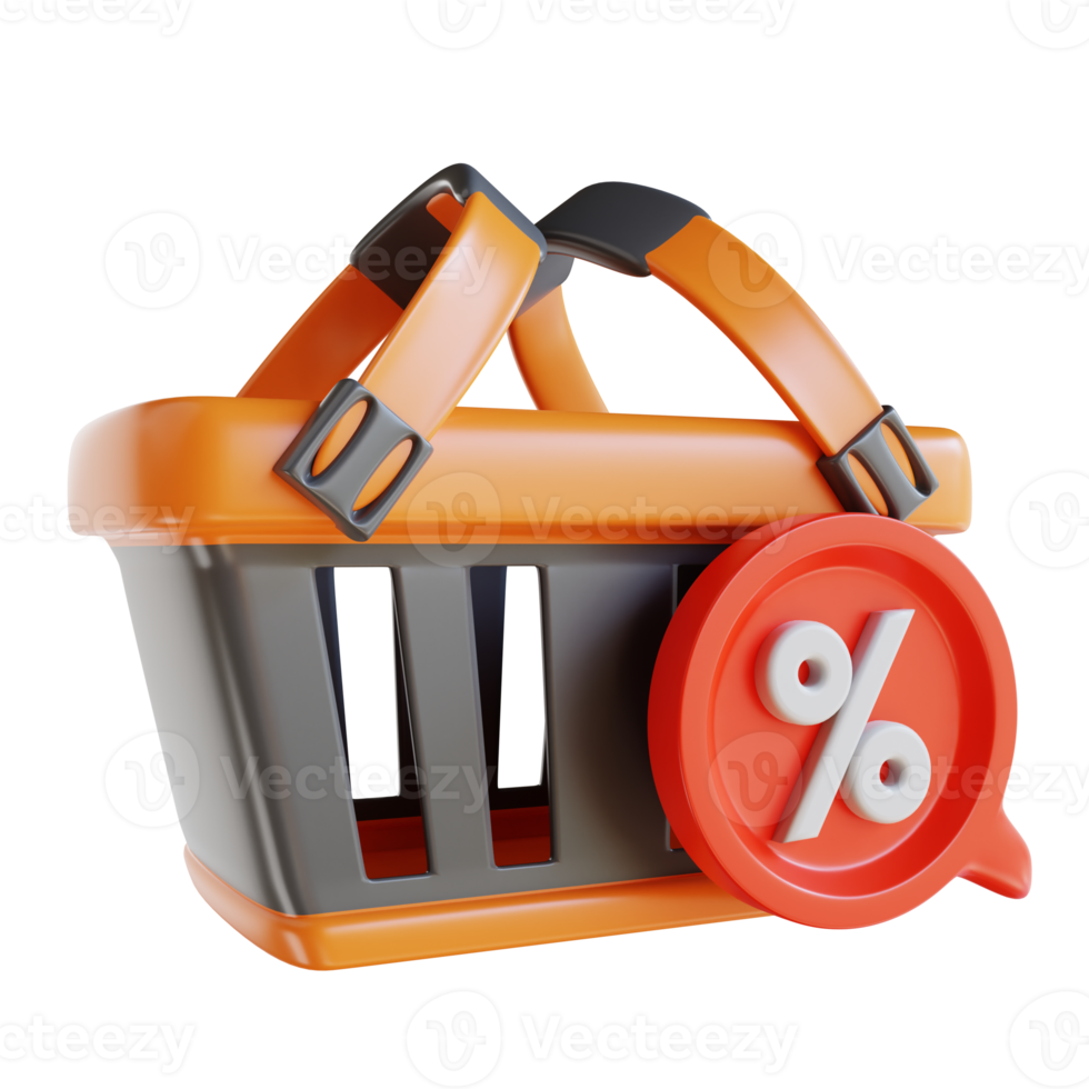 3D Illustration shopping cart and discount png