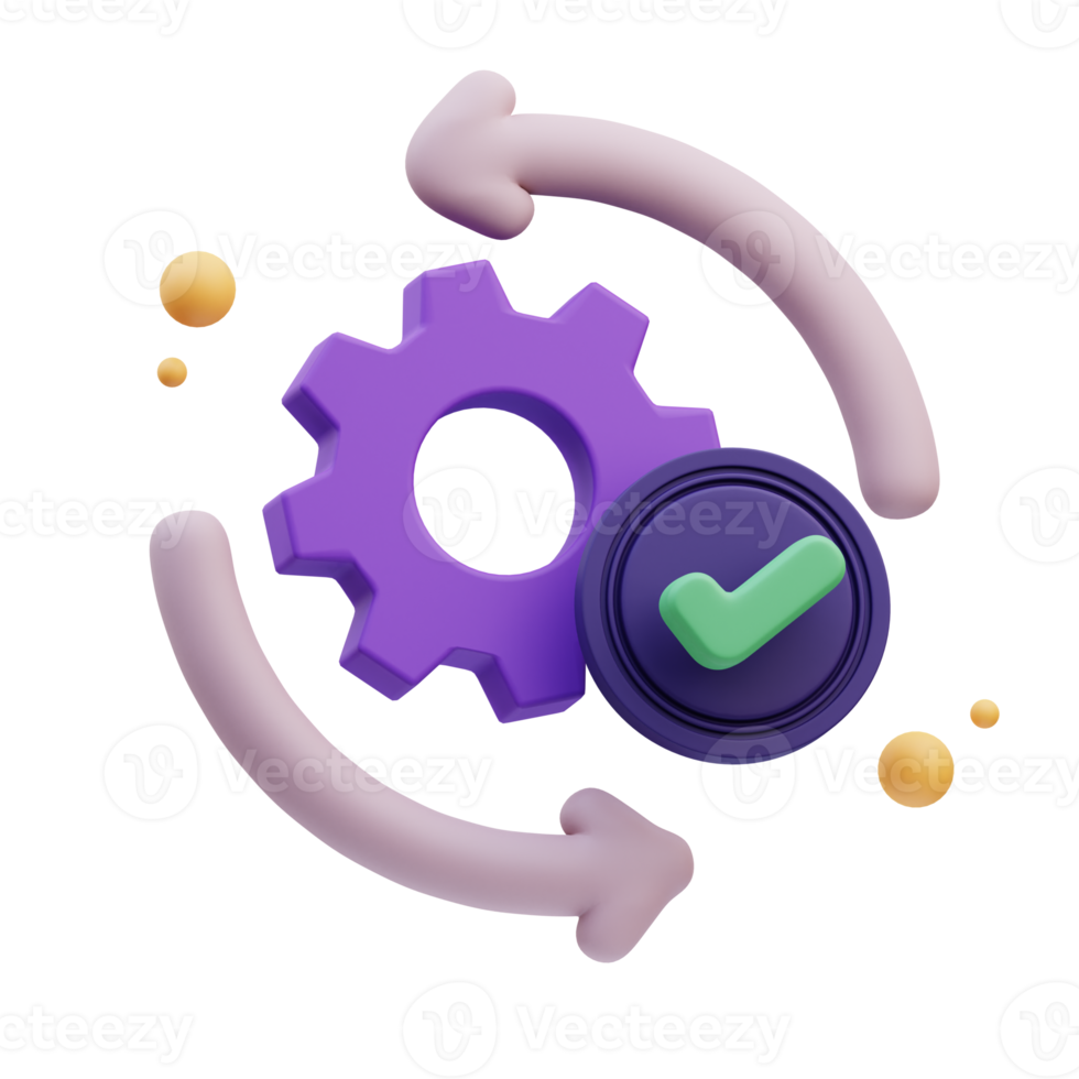 Gear setting Quality control, 3d Illustration png