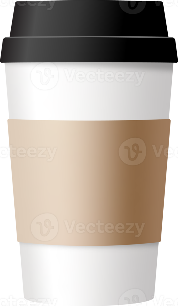 Realistic paper coffee cups in white colors. 3D mockup illustration. png