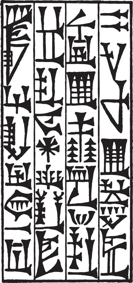 Cuneiform or writing script, vintage engraving. vector