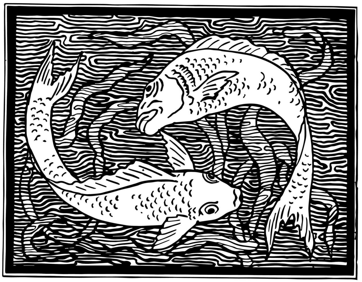 Fish Design is a natural form in under the water, vintage engraving. vector