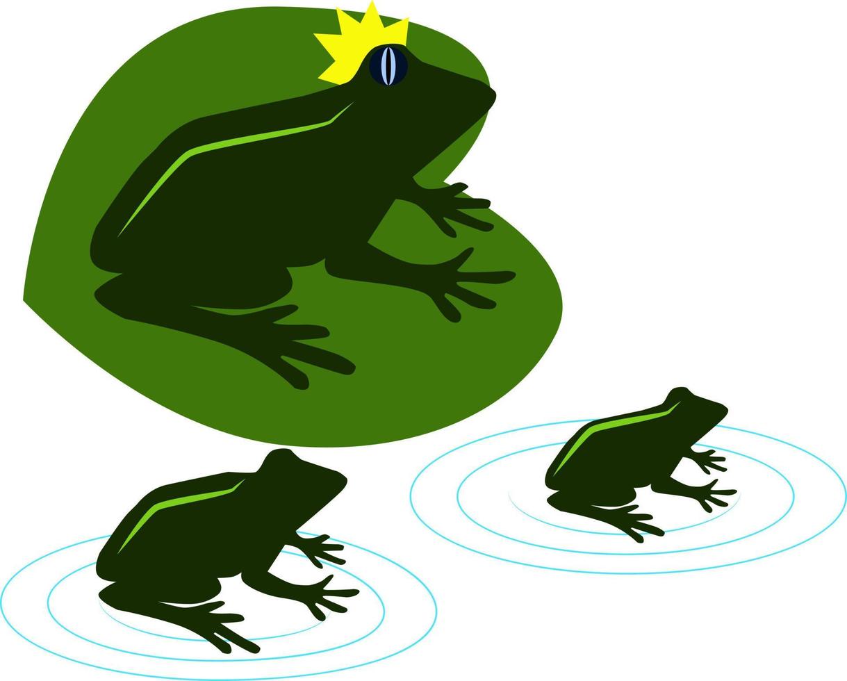 Green frogs, illustration, vector on white background.