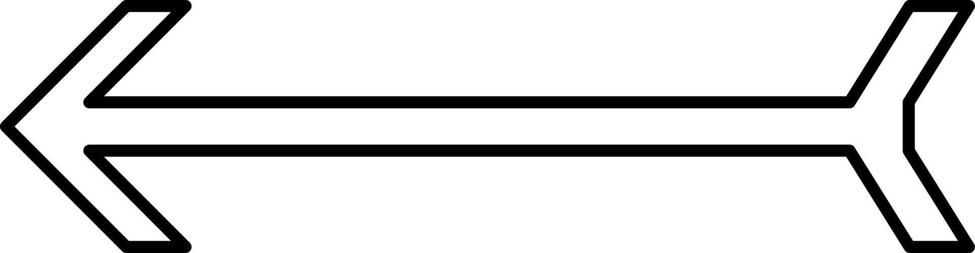 Arrow with a tail pointing to the left, illustration, vector on white background.