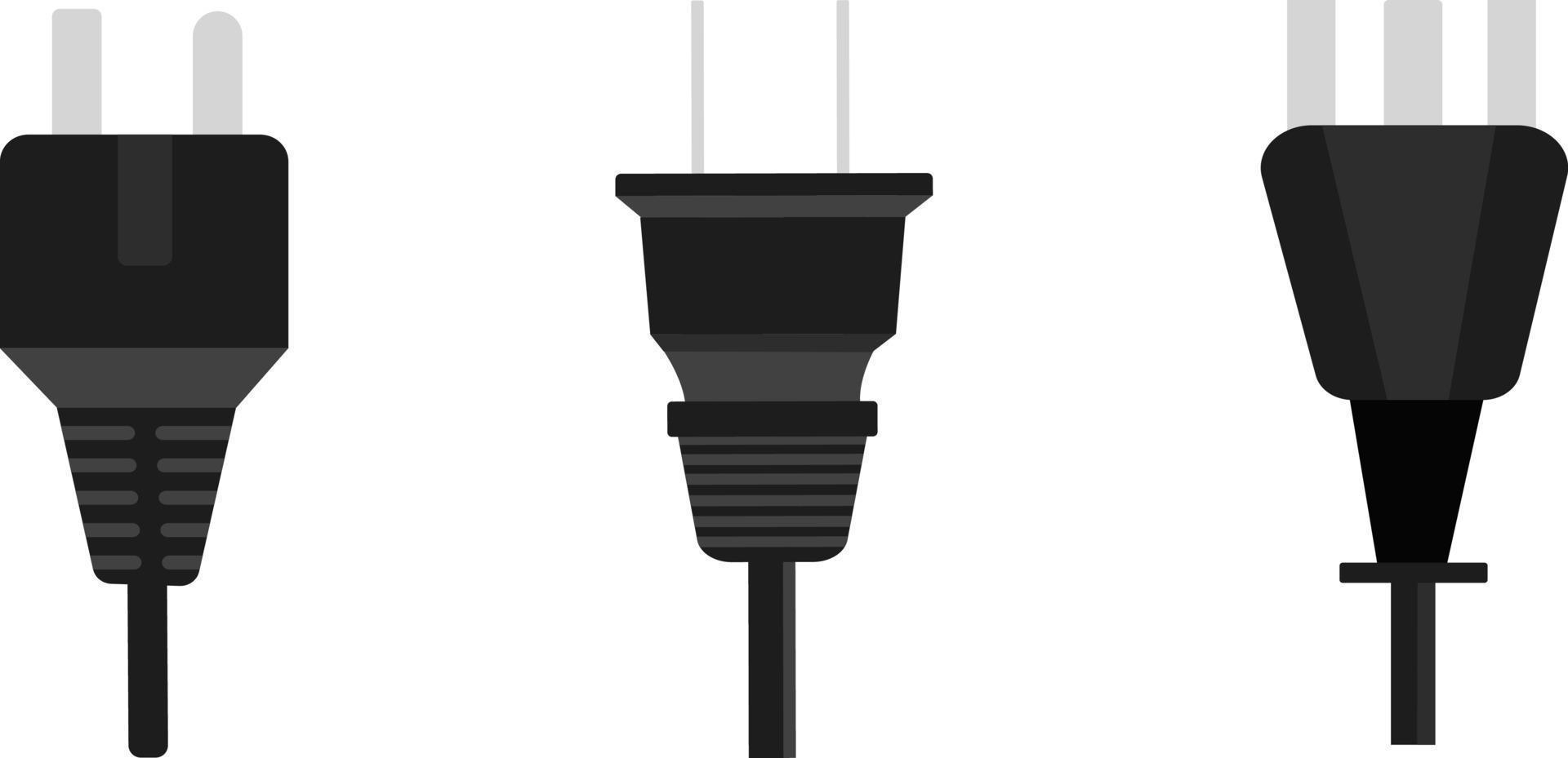 Various electric plugs, illustration, vector on white background