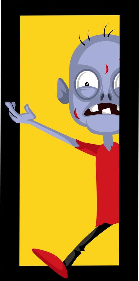 Zombie at the door, illustration, vector on white background.