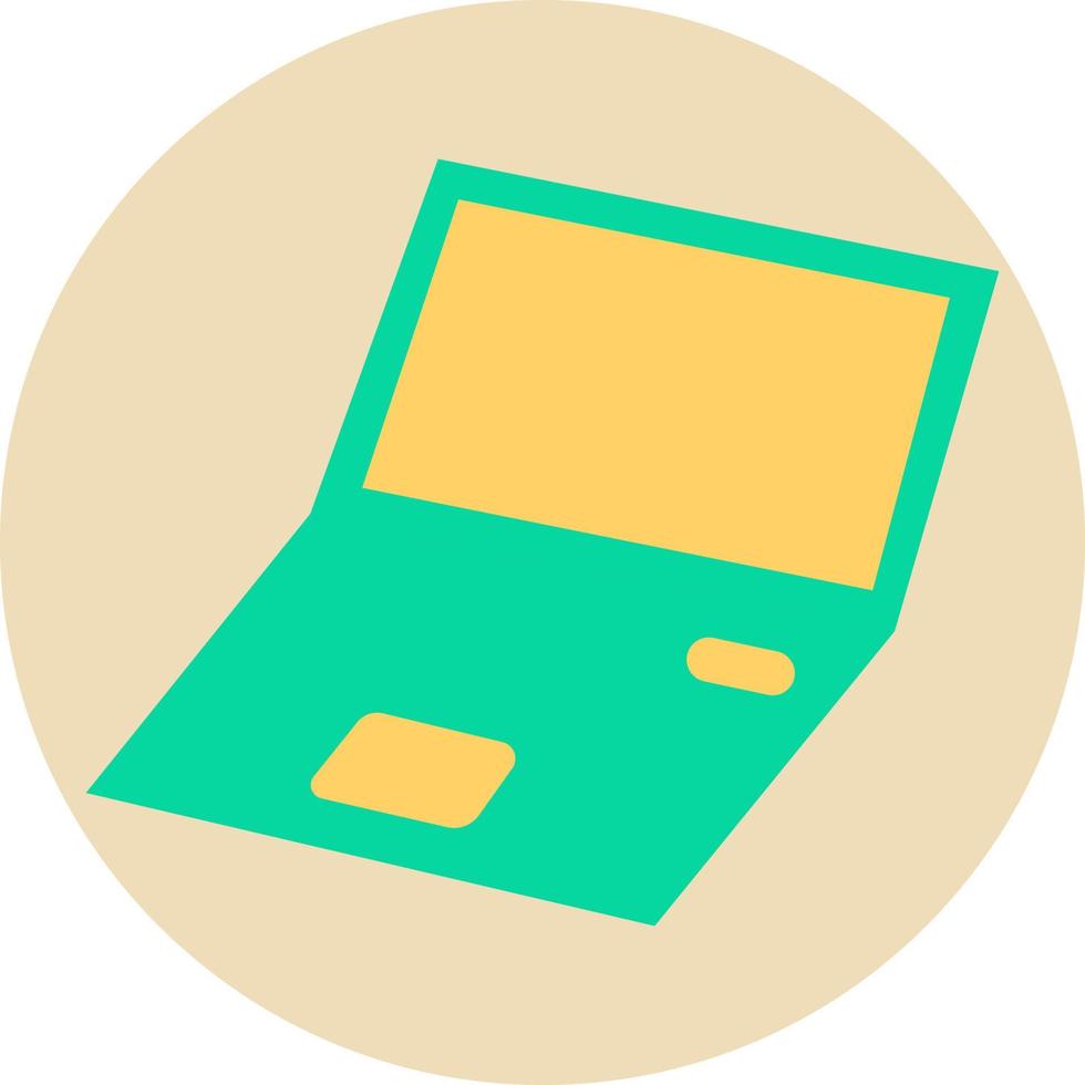 Electronic green laptop, illustration, vector on a white background.