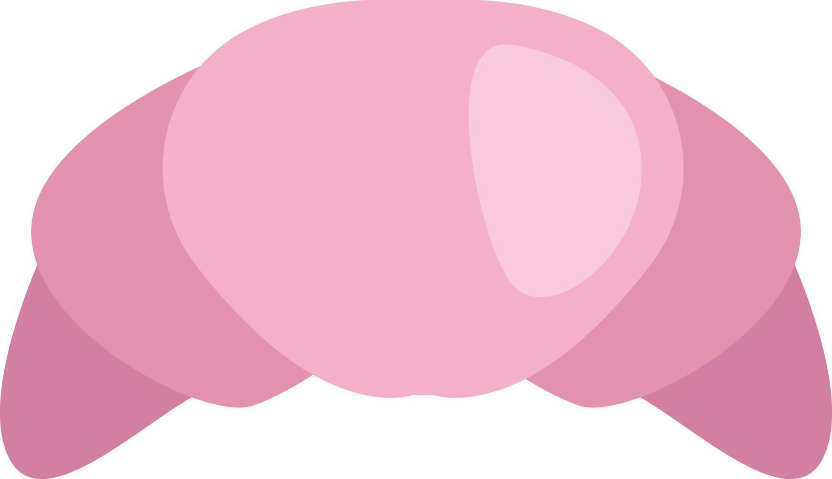 Pink croissant, illustration, vector on a white background.