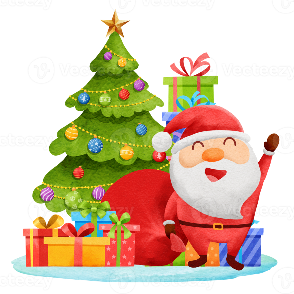 santa claus with christmas decoration. png