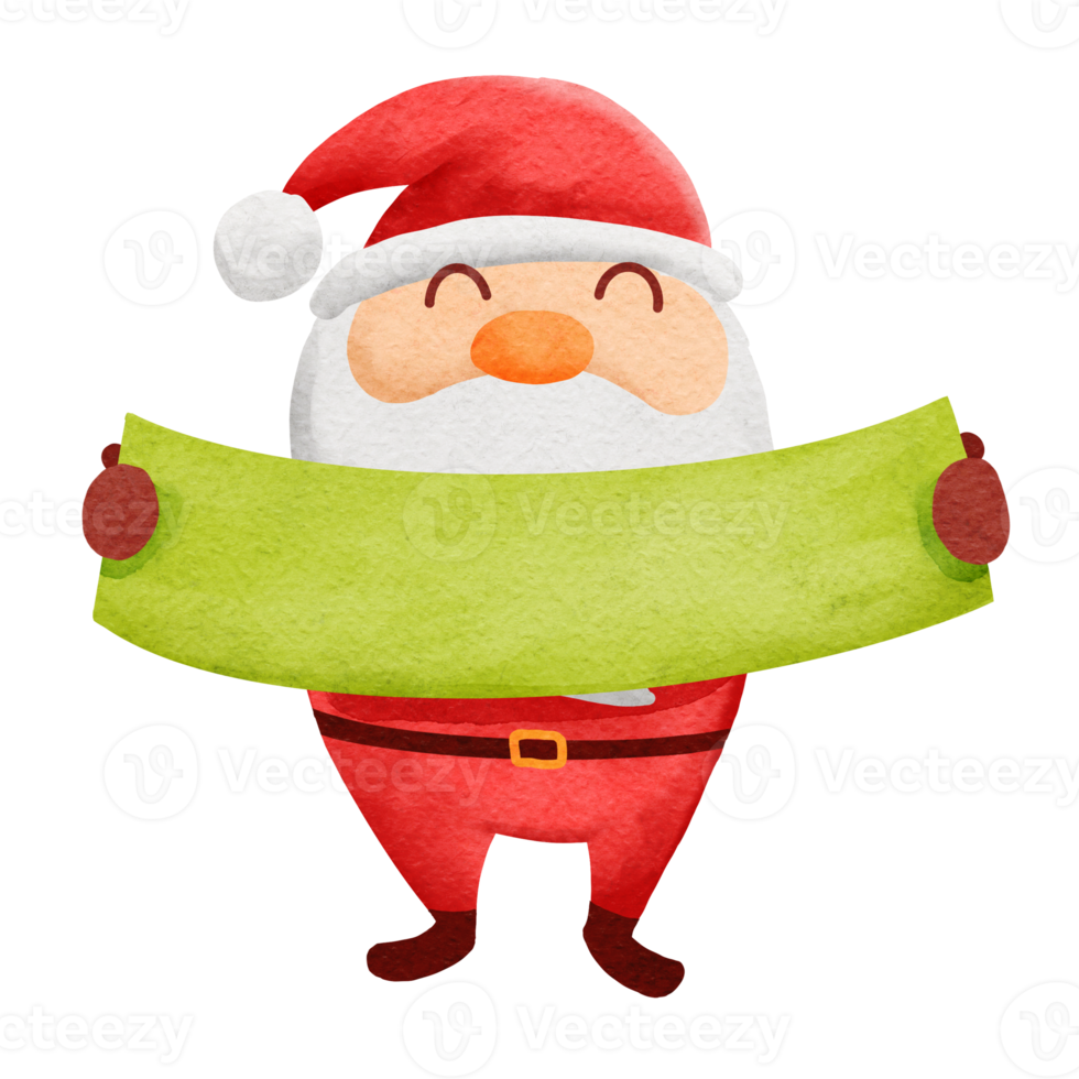 Santa claus cartoon character watercolor style png