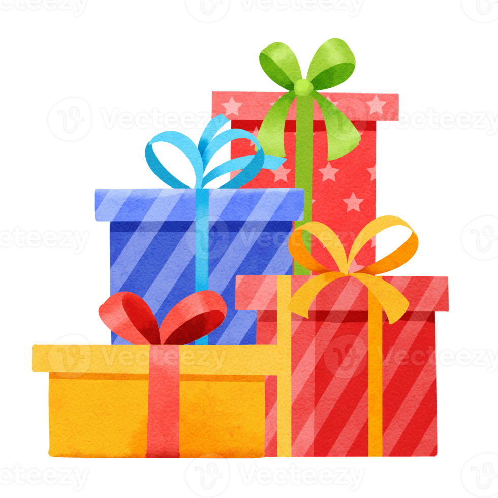 Christmas gift boxes watercolor png