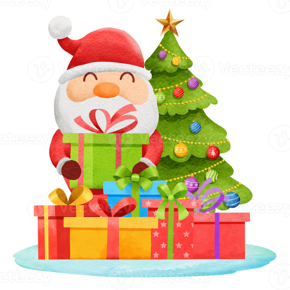 santa claus with christmas decoration. png