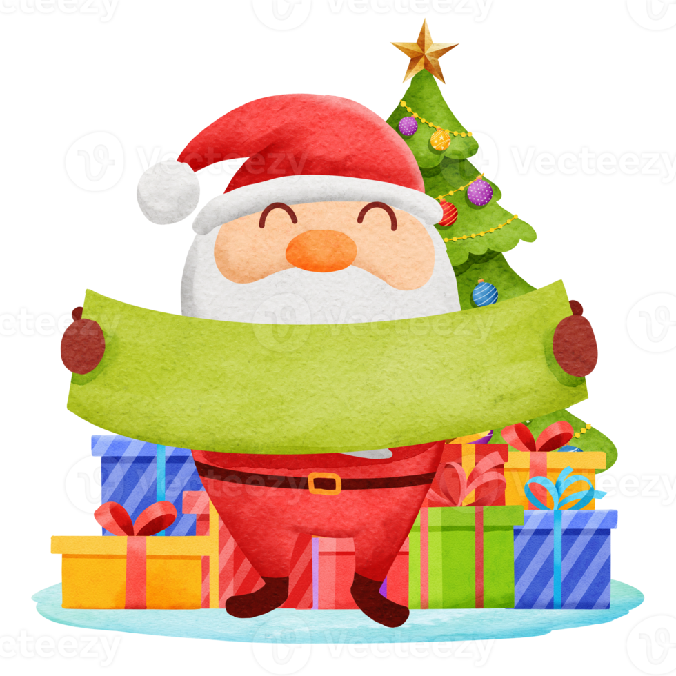 santa claus with christmas decoration. png