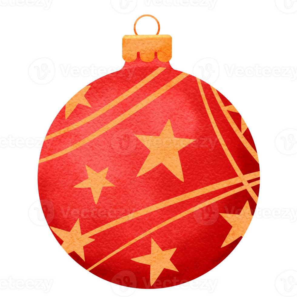 christmas ball red color in watercolor style. png