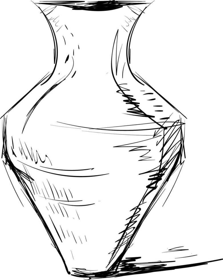 Vase drawing, illustration, vector on white background.