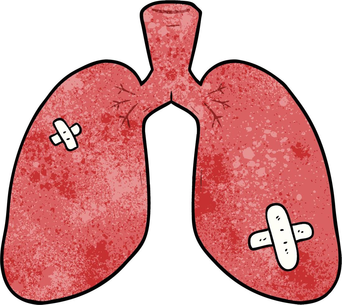 Retro grunge texture cartoon lungs vector