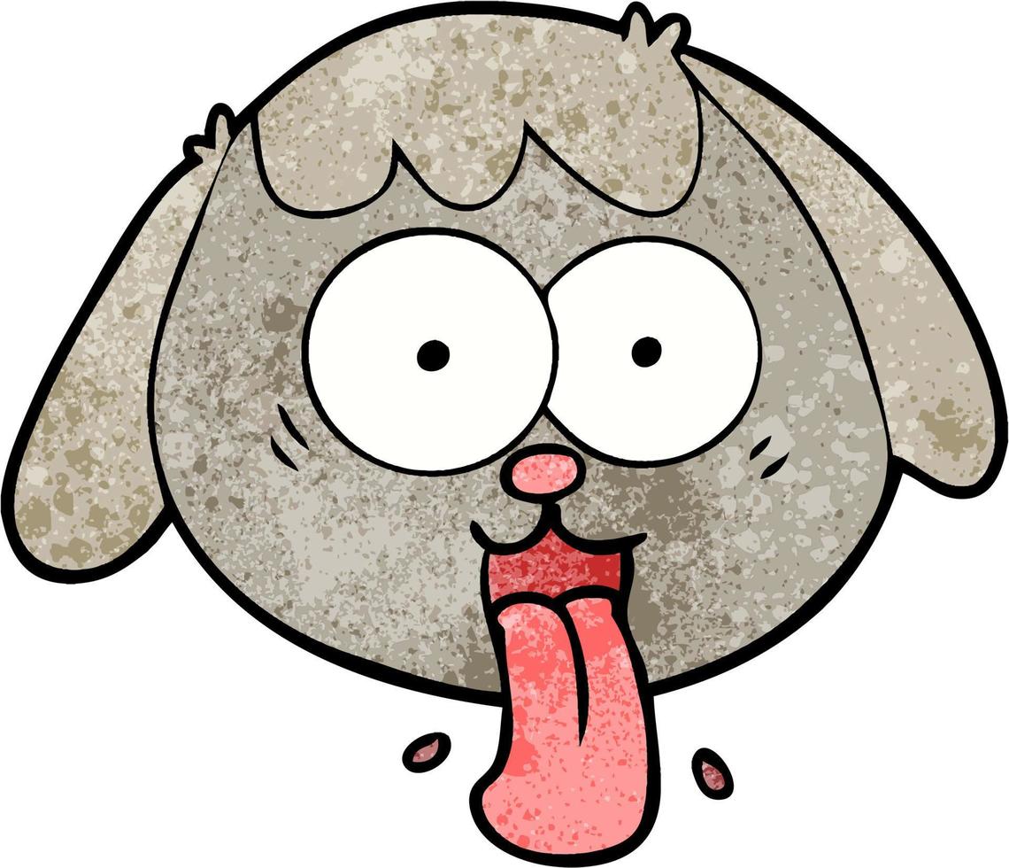 Retro grunge texture cartoon dog face tongue out vector