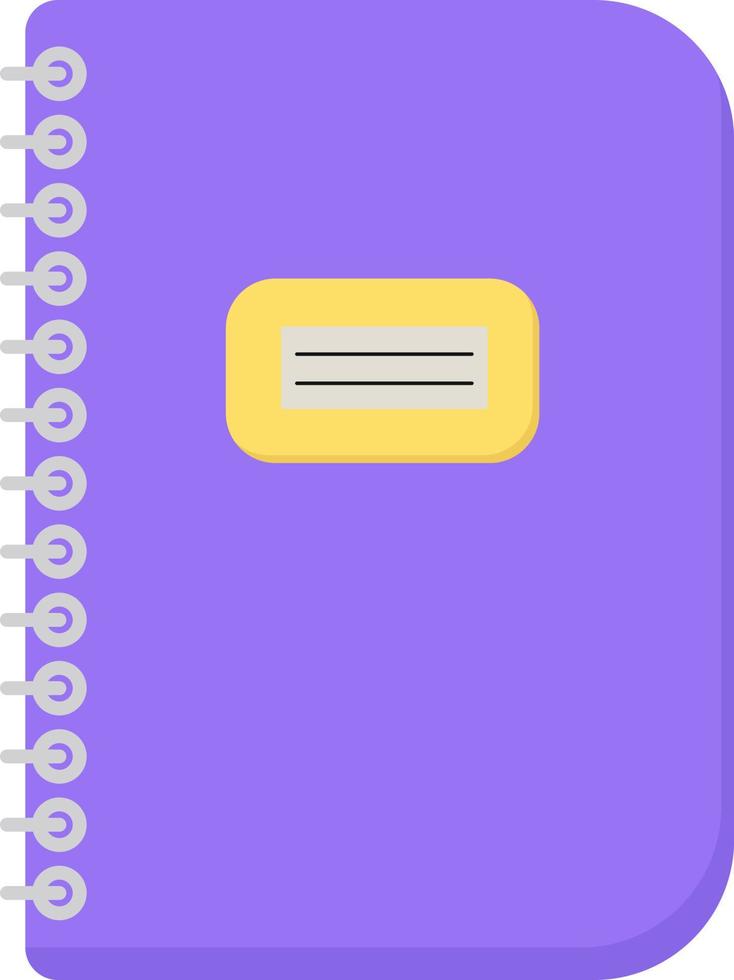 Purple sketchbook, illustration, vector on white background.