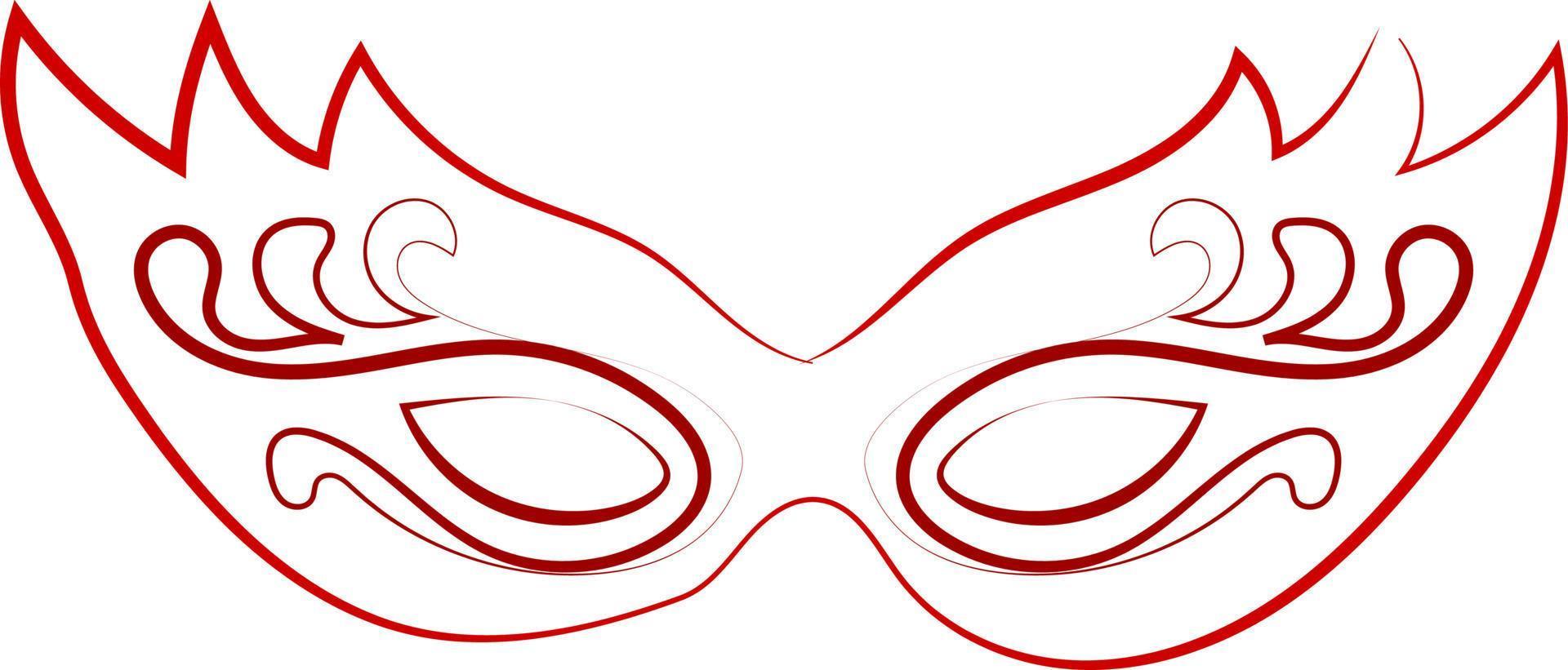 Red mask drawing, illustration, vector on white background.