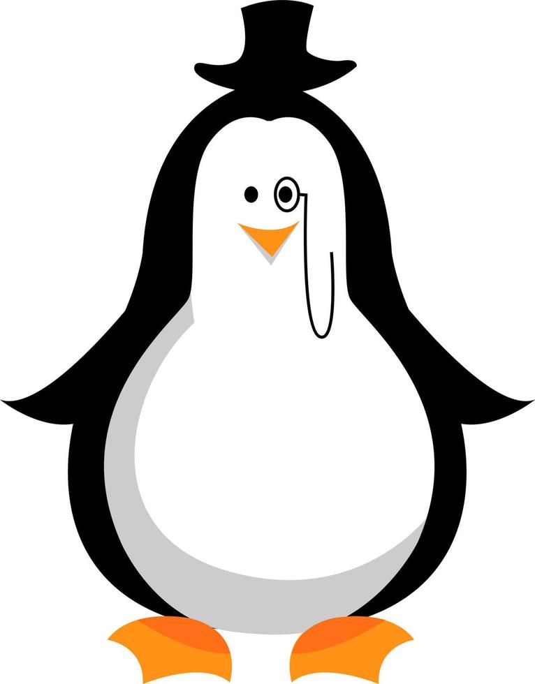 pingüino, ilustración, vector sobre fondo blanco.