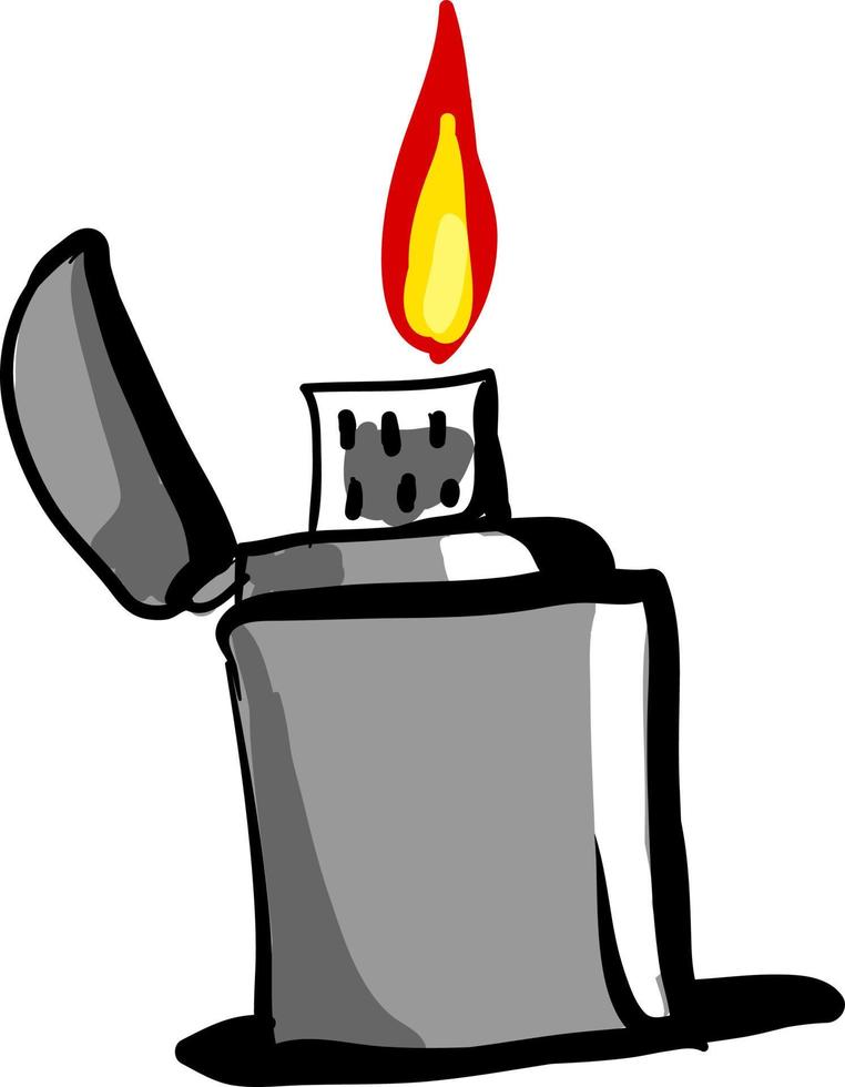 Zippo gris, ilustración, vector sobre fondo blanco.