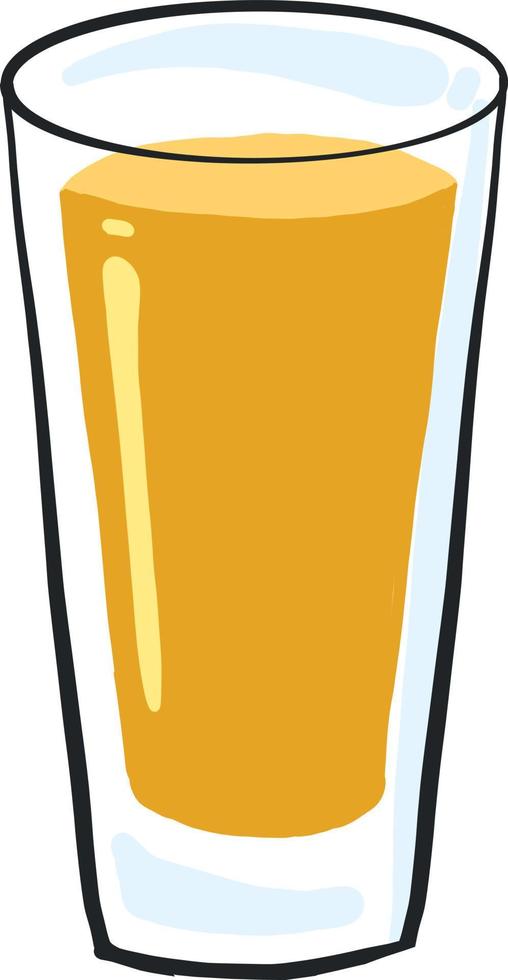 Glass of orange juice, illustration, vector on white background.