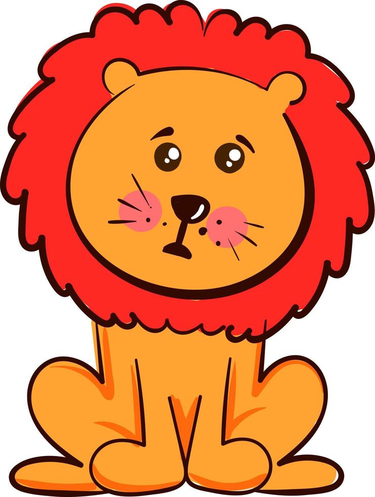 Sad lion , illustration, vector on white background