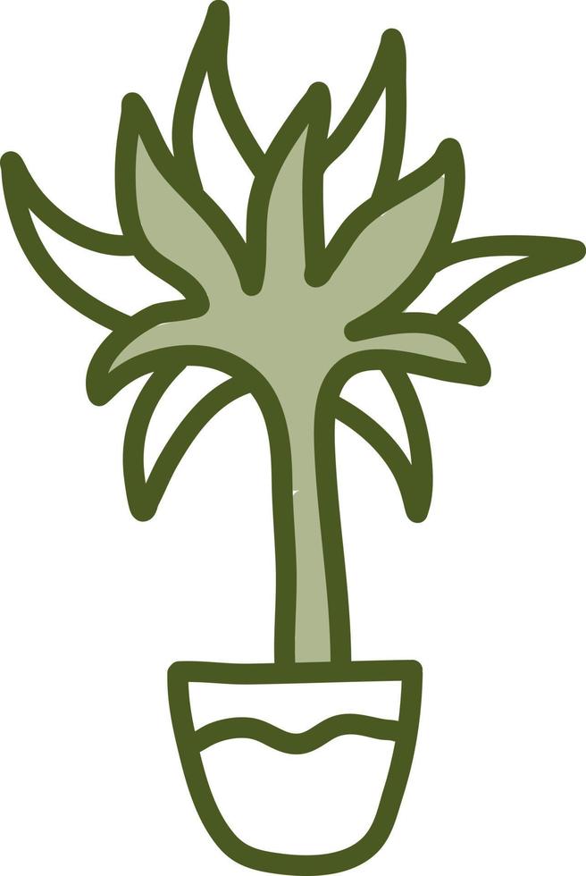 Palm tree in pot, illustration, vector on a white background.