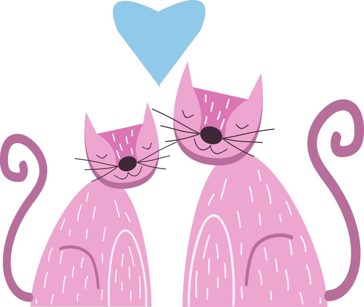 gatos enamorados, vector o ilustración de color.