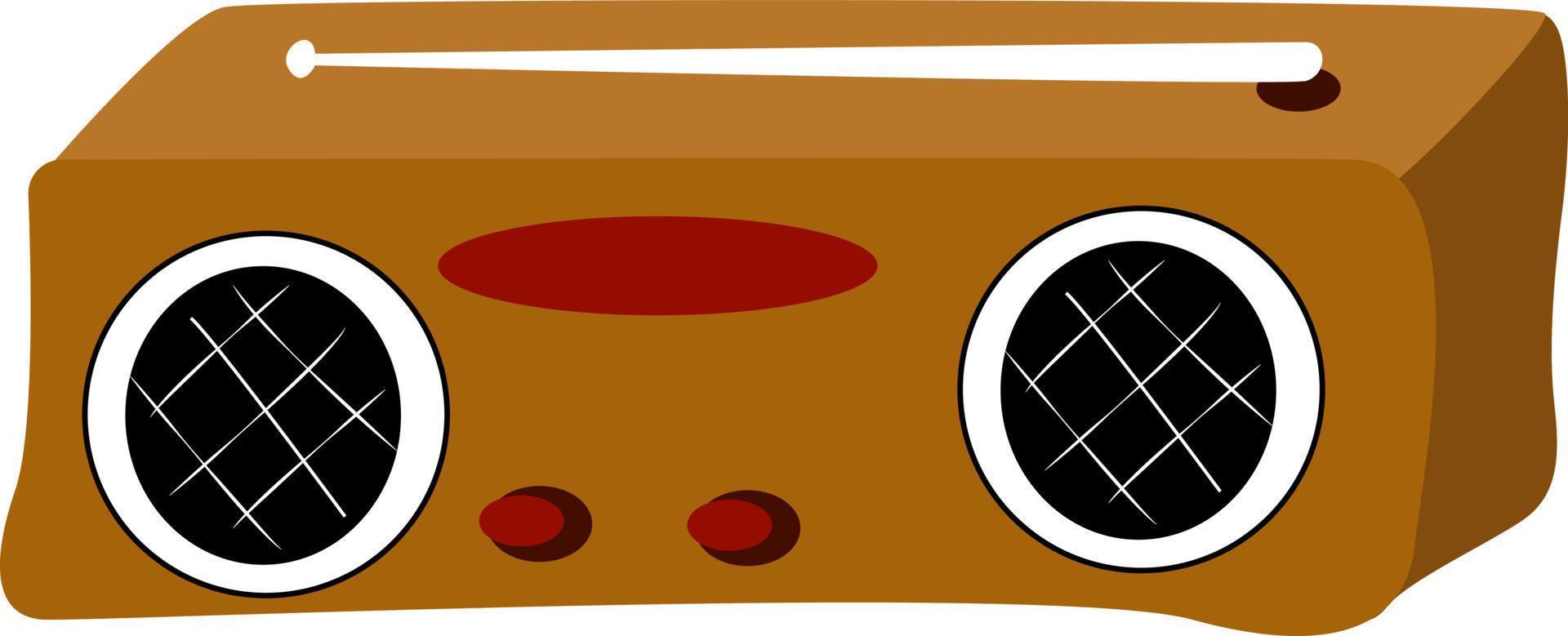 Grabadora de radio amarilla, ilustración, vector sobre fondo blanco.