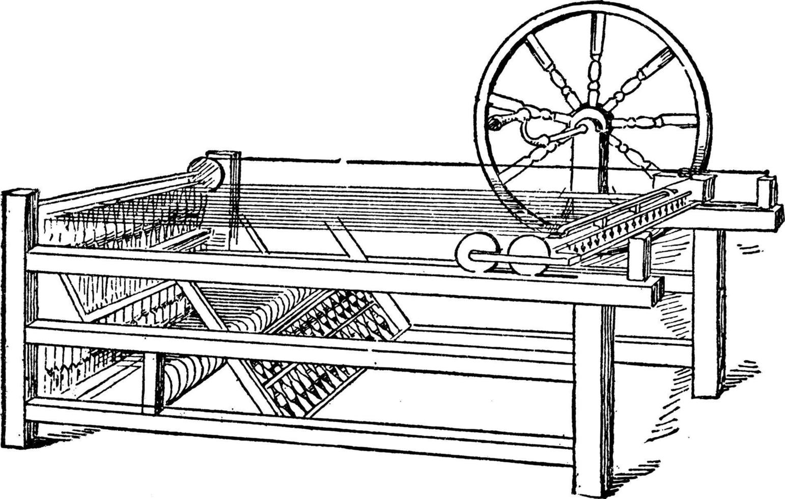 Spinning Jenny, vintage illustration. vector