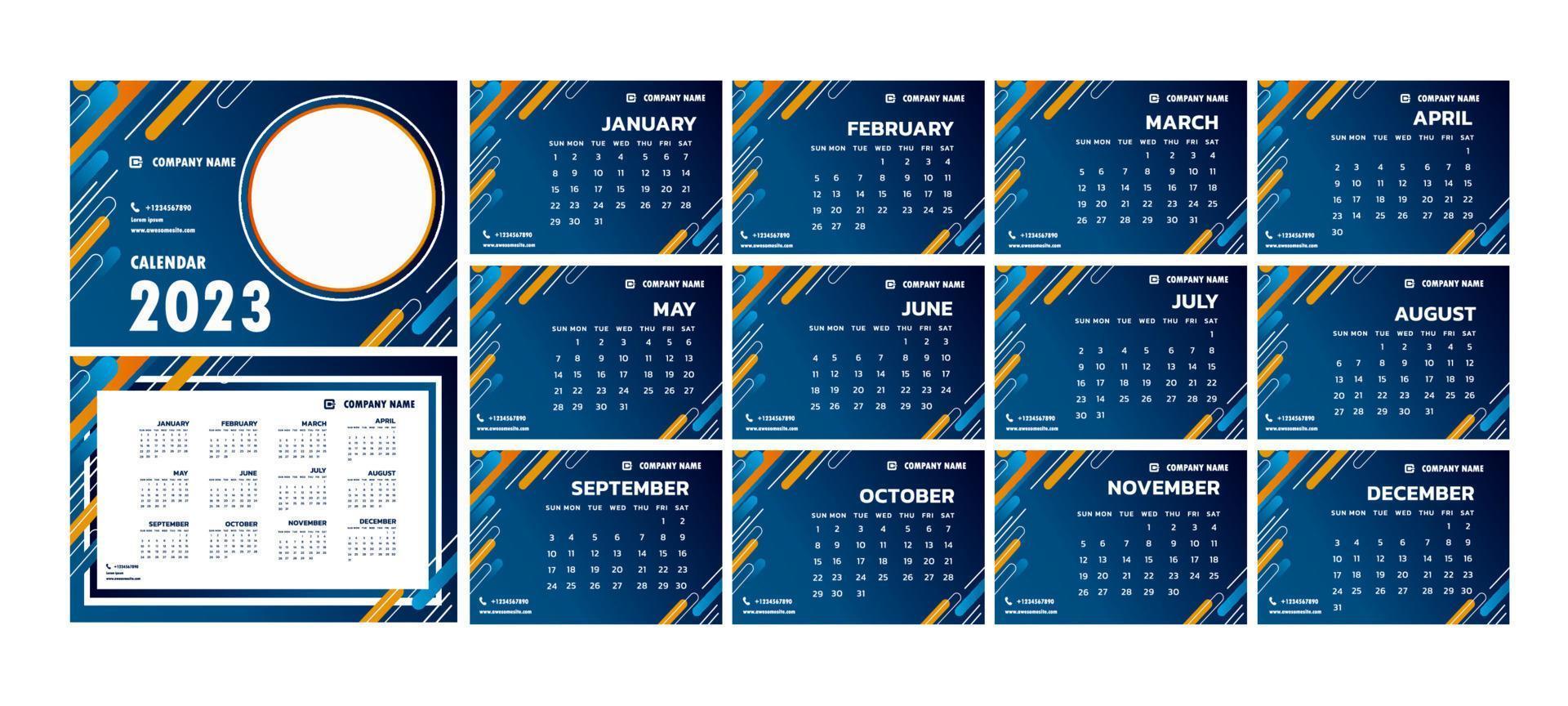 Business Desk Calender 2023 Template vector