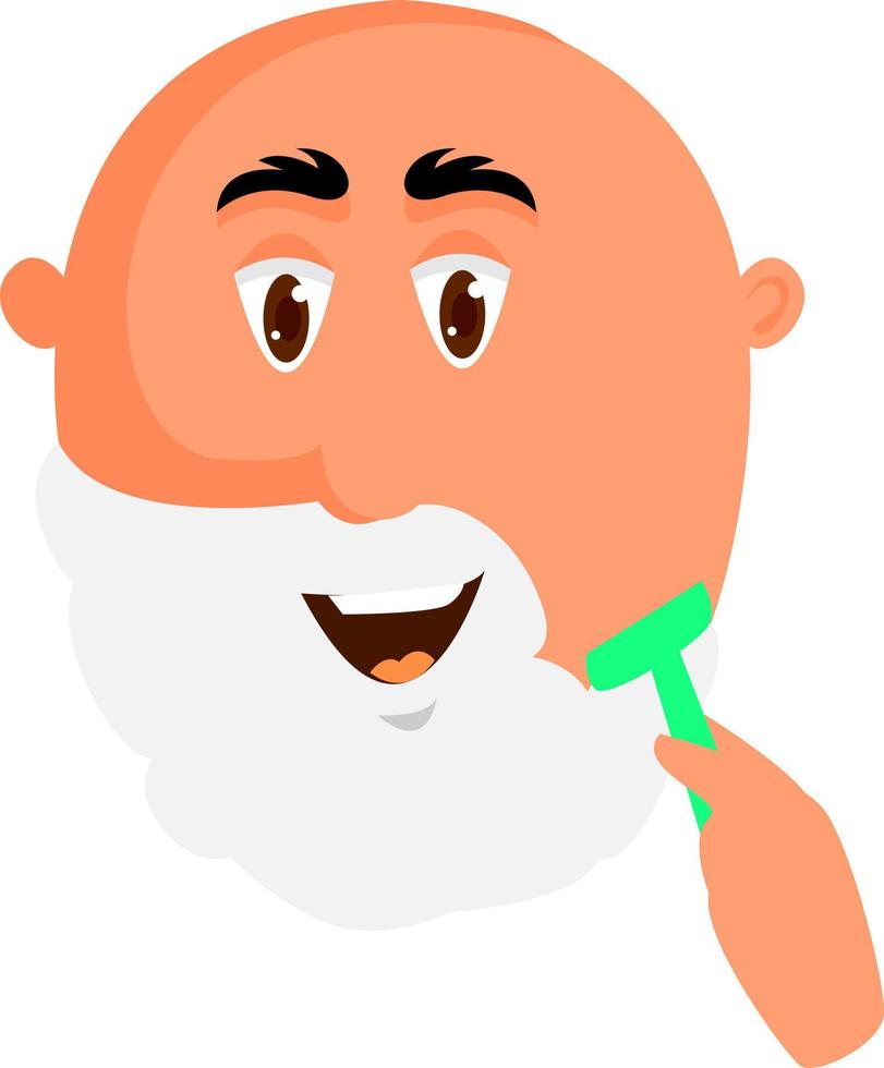 Man shaving, illustration, vector on white background.