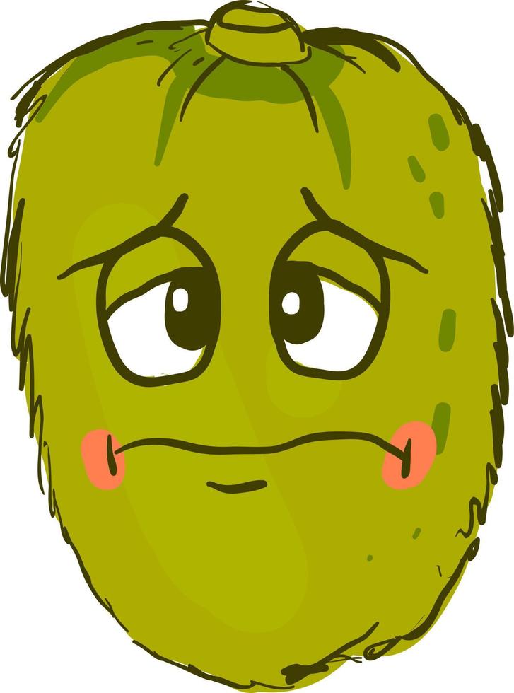 Sad kiwi, illustration, vector on white background.